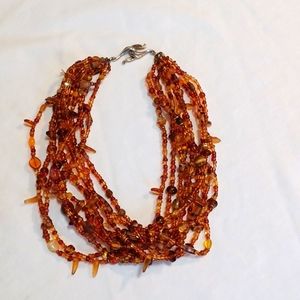 Vintage Amber glass multi Strand necklace Beautifully designed